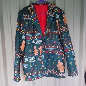 Men's Gingerbread Ugly Christmas Blazer & Necktie Size Medium